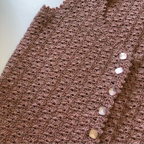 Pink Crochet Knit Top Metallic Handmade - Picture 7 of 8